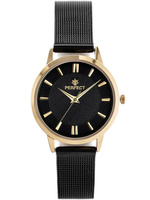 ZEGAREK DAMSKI PERFECT F349-07 Czarna bransoleta siatka mesh + BOX
