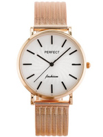 ZEGAREK DAMSKI PERFECT E334 Bransoleta różowe złoto siatkowa mesh + BOX