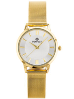 ZEGAREK DAMSKI PERFECT F349-06 Złota bransoleta siatka mesh + BOX