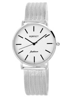 Zegarek Damski PERFECT F334-2 Srebrna bransoleta Biała tarcza kwarcowy Kobiecy
