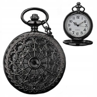 Męski zegarek kieszonkowy na łańcuszku czarny Vintage Biała tarcza