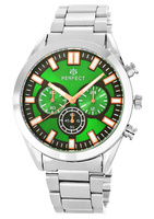 Zegarek Męski PERFECT M288-4 Srebrna bransoleta Zielona tarcza