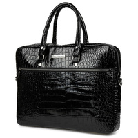 Czarna Torba Skórzana Croco Laptop 15"6 Aktówka A4 S14 : Kolory - Czarny