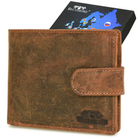 Męski Portfel Skórzany Brązowy Nubuk Skóra Poziomy Beltimore R85 : Kolory - Brązowy, Beżowy