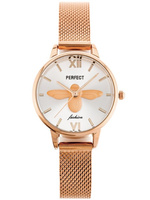ZEGAREK DAMSKI PERFECT S639 - WAŻKA Bransoleta różowe złoto mesh siatka + BOX