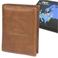 Portfel Skórzany Brąz Vintage Pionowy Duży Rfid Beltimore  G76 : Kolory - Brązowy, Beżowy