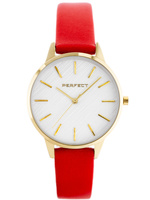 ZEGAREK DAMSKI PERFECT E374-05 Czarwony pasek skórzany + BOX