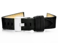 Pasek skórzany do zegarka W25 - czarny - 24mm