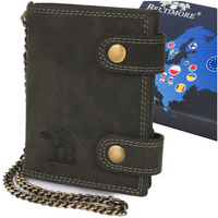 Męski Portfel Skórzany Czarny Nubuk Skóra Z Łańcuchem Beltimore R78 : Kolory - Czarny