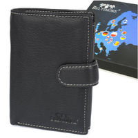 Portfel Skórzany Męski Duży Pionowy Z Zapinką Beltimore Czarny Rfid I42 : Kolory - Czarny