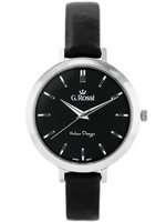 ZEGAREK DAMSKI G. ROSSI - 11389A-1A1 Czarny pasek skórzany  + BOX