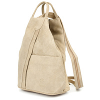 Beżowy Vera Pelle Włoski Plecak Skórzany Damski Mały T53 : Kolory - Brązowy, Beżowy