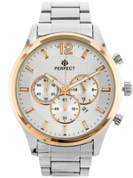 ZEGAREK MĘSKI PERFECT CH01M - CHRONOGRAF Srebrna bransoleta + BOX